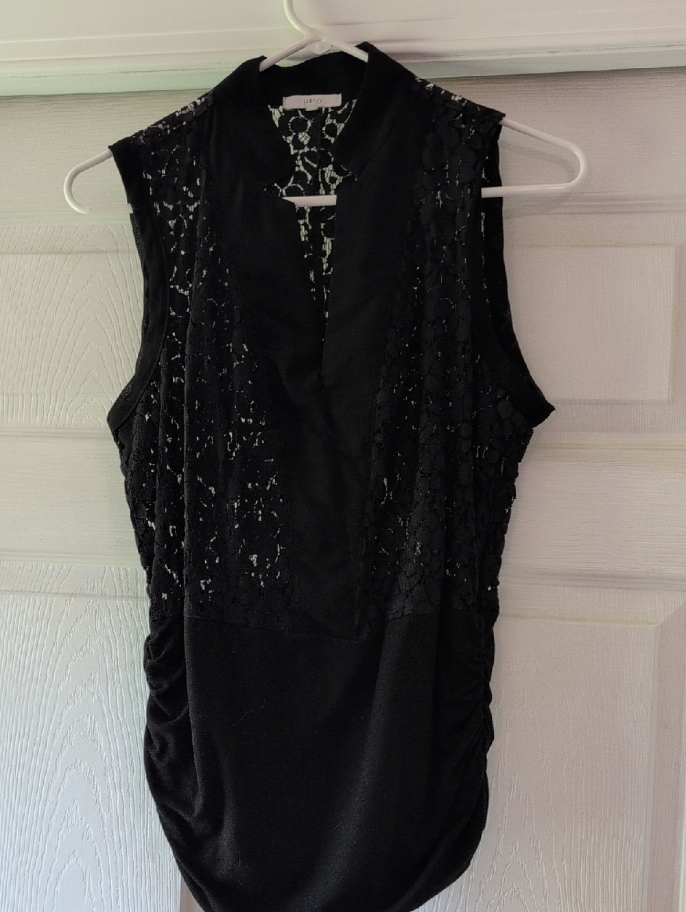 Sleeveless Black Lace Panel Top by